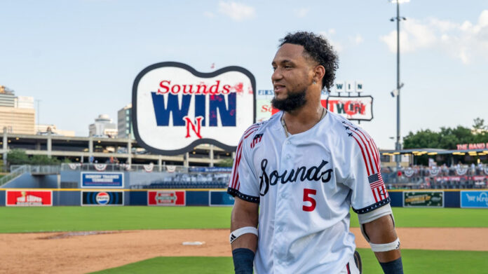 Luis Matos Delivers Fourth Walk-Off Win of the Season For Nashville Sounds in Game One. (Nashville Sounds)