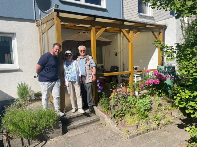 Andrew Daniels meets his grandmother’s childhood best friend and her husband while visiting Germany. He also visited his grandmother’s childhood home in Detmold, a historic city in Germany’s Lippe district. (Contributed photo)