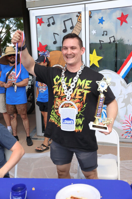 Lowe's Hot Dog Eating Contest winner Joseph Simmons. (Mark Haynes, Clarksville Online) Lowe's Hot Dog Eating Contest winner Joseph Simmons. (Mark Haynes, Clarksville Online)