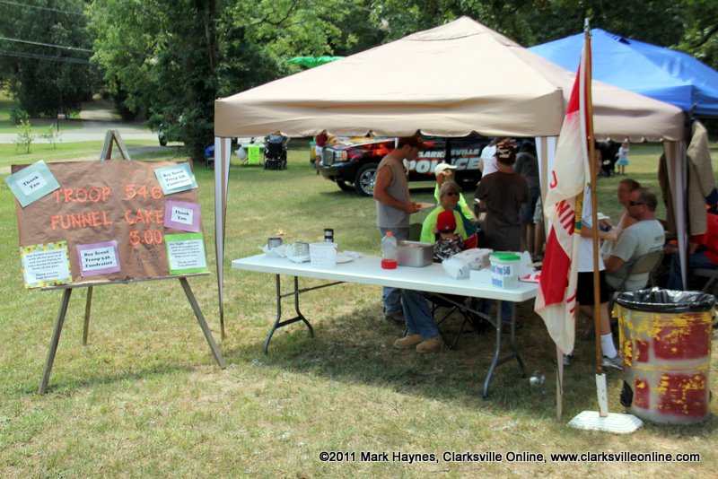 Boy Scout Troop 546 was selling Funnel Cakes as a fundraiser to raise money to replace their trailer and gear that was stolen three weeks earlier. Boy Scout Troop 546 was selling Funnel Cakes as a fundraiser to raise money to replace their trailer and gear that was stolen three weeks earlier.
