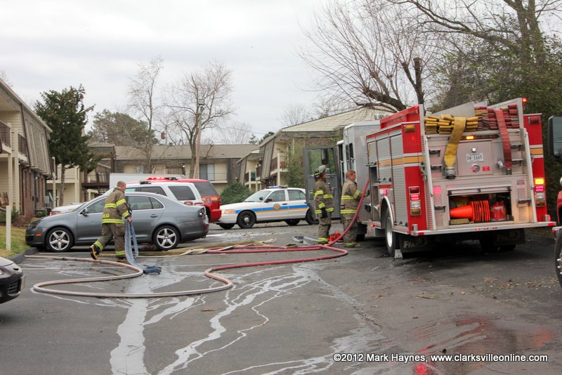 Clarksville Fire Rescue and Clarksville Police units respond to an apartment fire at The Bluffs apartment complex on Riverside Drive Thursday afternoon. Clarksville Fire Rescue and Clarksville Police units respond to an apartment fire at The Bluffs apartment complex on Riverside Drive Thursday afternoon.