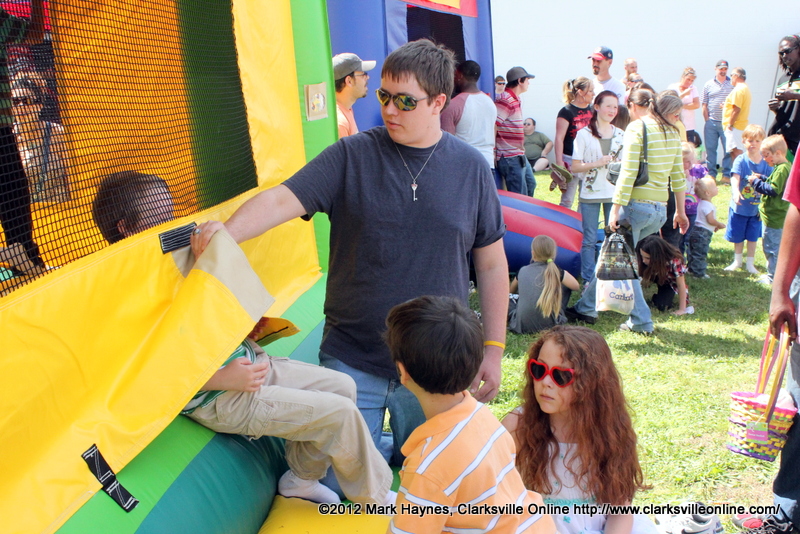 Montgomery Central High School student Jordan Taylor helping at the inflatable. Montgomery Central High School student Jordan Taylor helping at the inflatable.