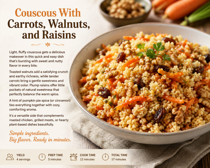 Couscous With Carrots, Walnuts, and Raisins