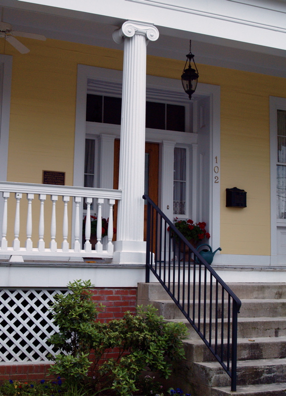 Front porch and column detail of the Freck-Buck House, 102 Union Street Front porch and column detail of the Freck-Buck House, 102 Union Street