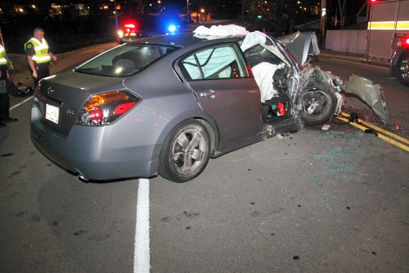 Nissan Altima crashed into a retaining wall on Cumberland Drive early Sunday morning. Nissan Altima crashed into a retaining wall on Cumberland Drive early Sunday morning.
