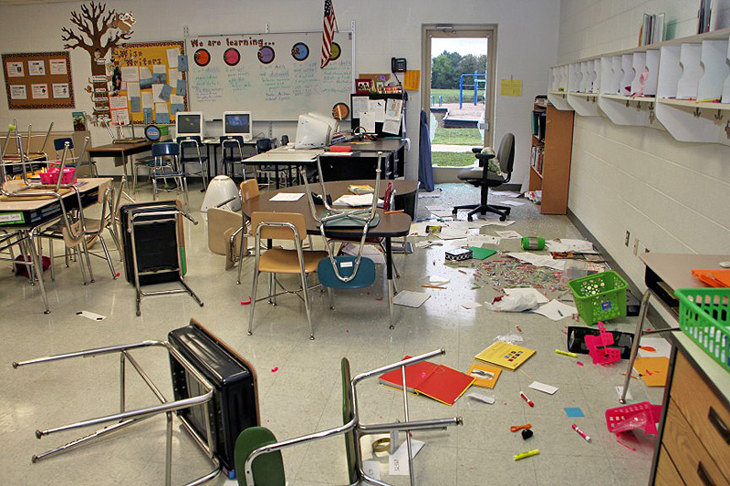 Glenellen School damage. (Photo by Jim Knoll – CPD Public Information Officer) Glenellen School damage. (Photo by Jim Knoll – CPD Public Information Officer)
