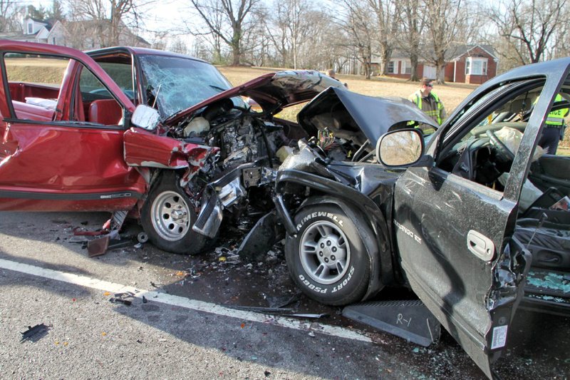 Dodge Durango has a head on collision with a GMC Sierra on Madison street early Thursday morning. (Photo by CPD-Jim Knoll) Dodge Durango has a head on collision with a GMC Sierra on Madison street early Thursday morning. (Photo by CPD-Jim Knoll)