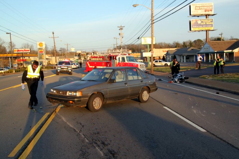1987 Chevy Nova turned in front of an oncoming 2008 Harley Motorcycle on Madison Street. (Photo by CPD-Jim Knoll) 1987 Chevy Nova turned in front of an oncoming 2008 Harley Motorcycle on Madison Street. (Photo by CPD-Jim Knoll)