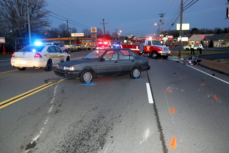 1987 Chevy Nova turned in front of an oncoming 2008 Harley Motorcycle on Madison Street. (Photo by CPD-Jim Knoll) 1987 Chevy Nova turned in front of an oncoming 2008 Harley Motorcycle on Madison Street. (Photo by CPD-Jim Knoll)