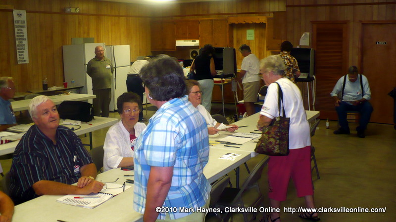 Mr Chambers and his wife serving as poll workers at the Central Civitan Building (District 4b) Mr Chambers and his wife serving as poll workers at the Central Civitan Building (District 4b)