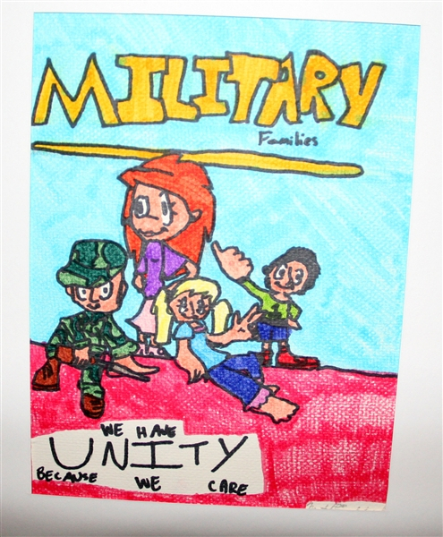 This artwork by Mattie Steed, a fourth-grader from an Air Force family, is among nearly 50 illustrations, paintings and writings on display at the U.S. Education Department on April 3, 2013, in observance of the Month of the Military Child (Terri Moon Cronk/DOD) This artwork by Mattie Steed, a fourth-grader from an Air Force family, is among nearly 50 illustrations, paintings and writings on display at the U.S. Education Department on April 3, 2013, in observance of the Month of the Military Child (Terri Moon Cronk/DOD)