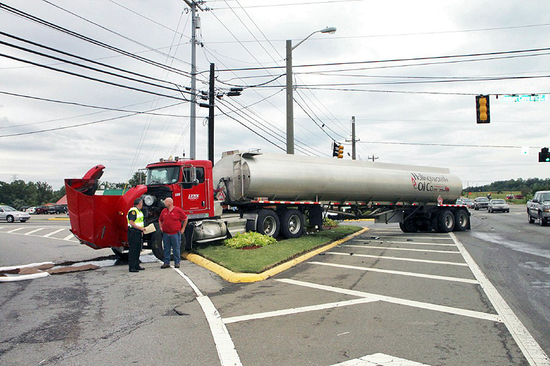 F-150 picked turned in front of Fuel Tanker causing an accident on Wilma Rudolph Boulevard. (Photo by Jim Knoll-CPD) F-150 picked turned in front of Fuel Tanker causing an accident on Wilma Rudolph Boulevard. (Photo by Jim Knoll-CPD)