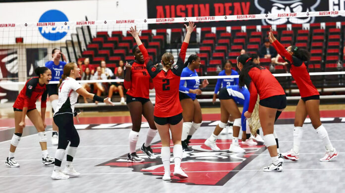 Austin Peay State University Volleyball Sweeps Tennessee State at Dunn Center. (APSU Sports Information)