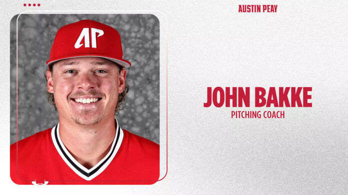 Austin Peay State University’s John Bakke Takes on New Role as Baseball Pitching Coach. (APSU Sports Information)